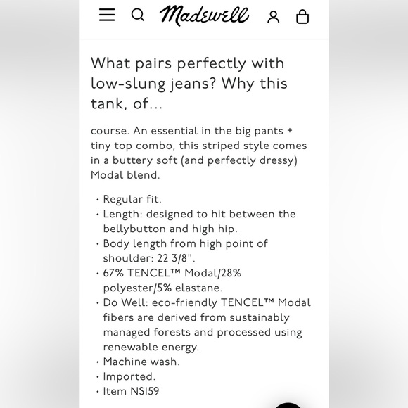 Madewell Drapey Tank Top Ribbed White M (6-8) NWT Modal Blend - Picture 7 of 10